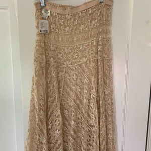 Free People Maxi Skirt in Ivory Lace